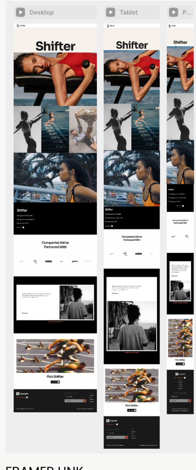Shifter landing page across desktop, tablet, and phone