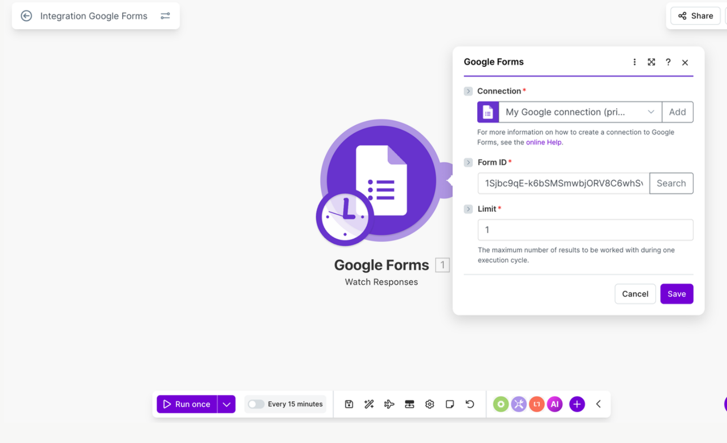 Make.com Google Forms integration module